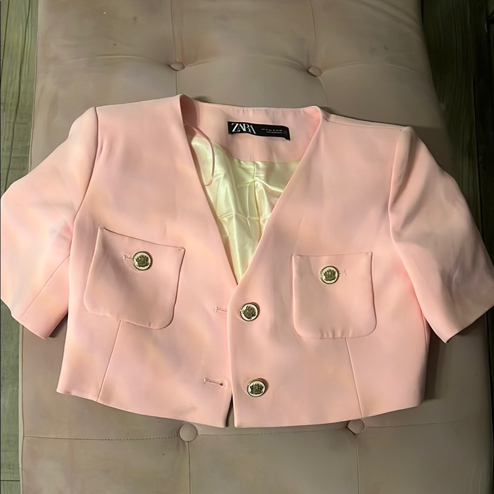 Zara Light Pink Short Blazer